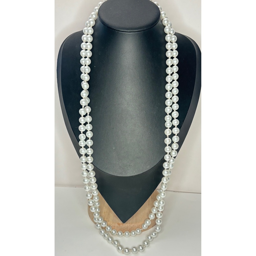 1920s Style Glass Flapper Necklace Hand Knotted 52 Inch Opera Length Beads